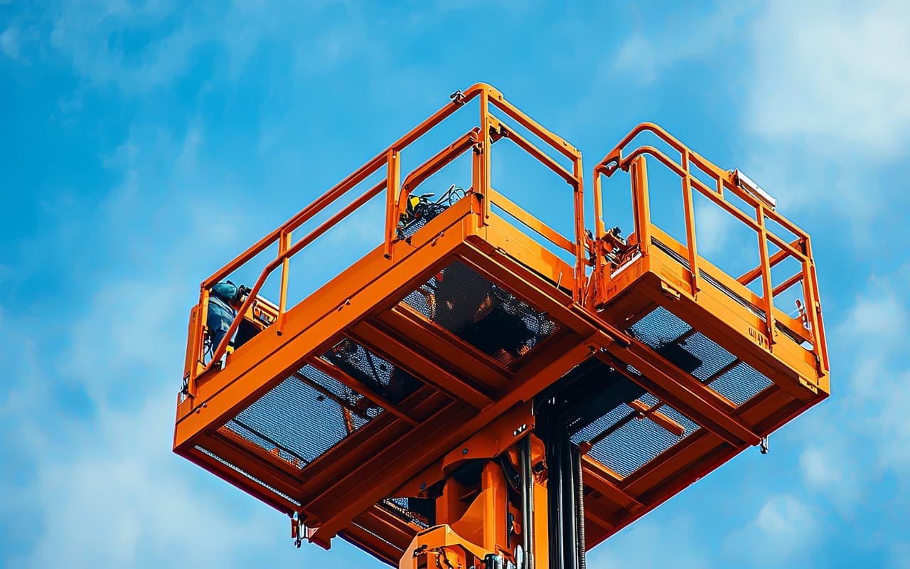 Medewerkers met valbeveiliging in de werkbak van een hoogwerker